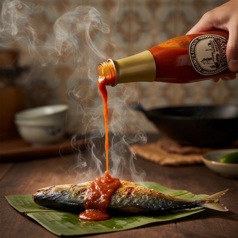 Sardin Lemak Cili Api Mangga - grilled fish with Tanjong Sauce